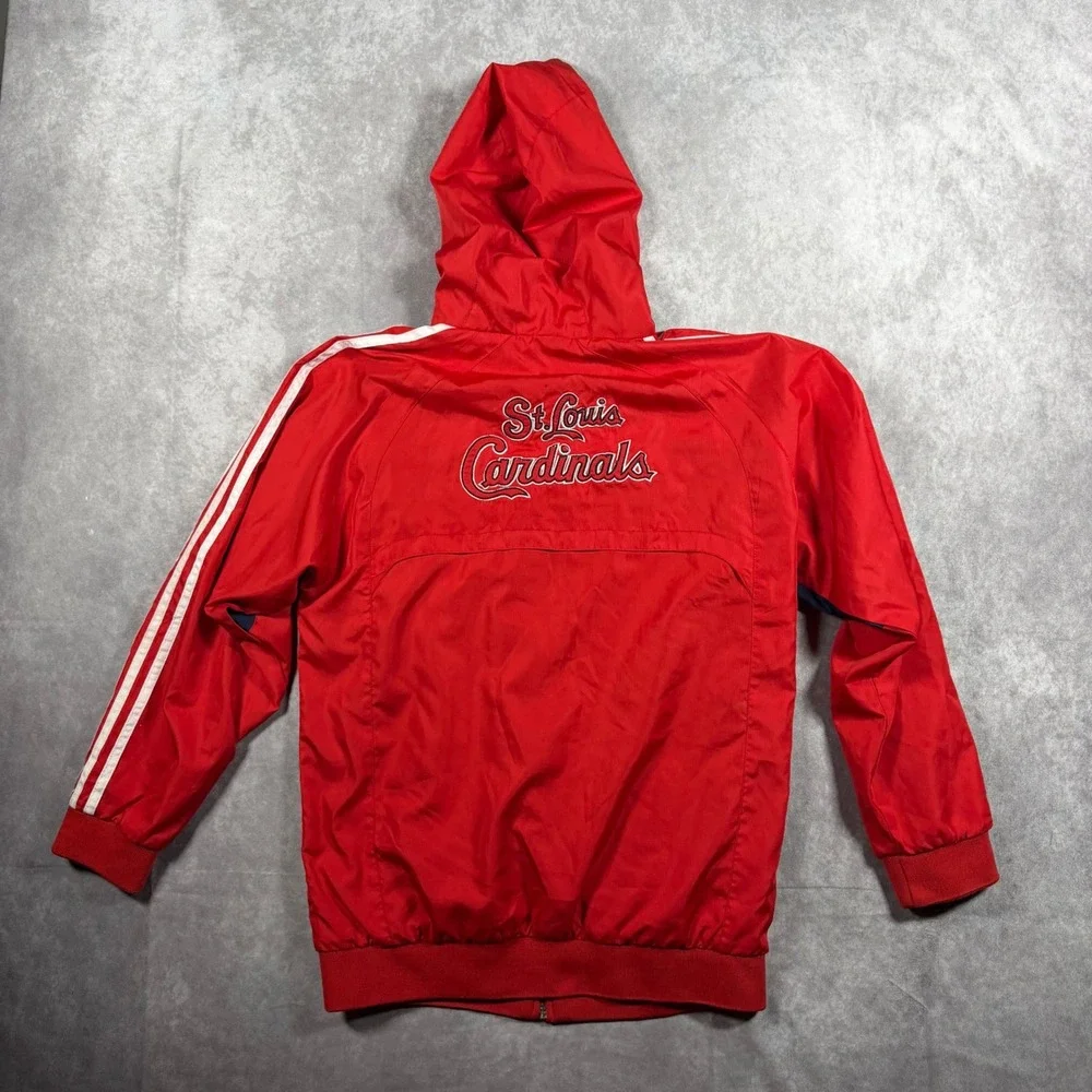 Adidas St. Louis Cardinals Kids L 14/16 Red Full Zip Hooded Windbreaker Jacket